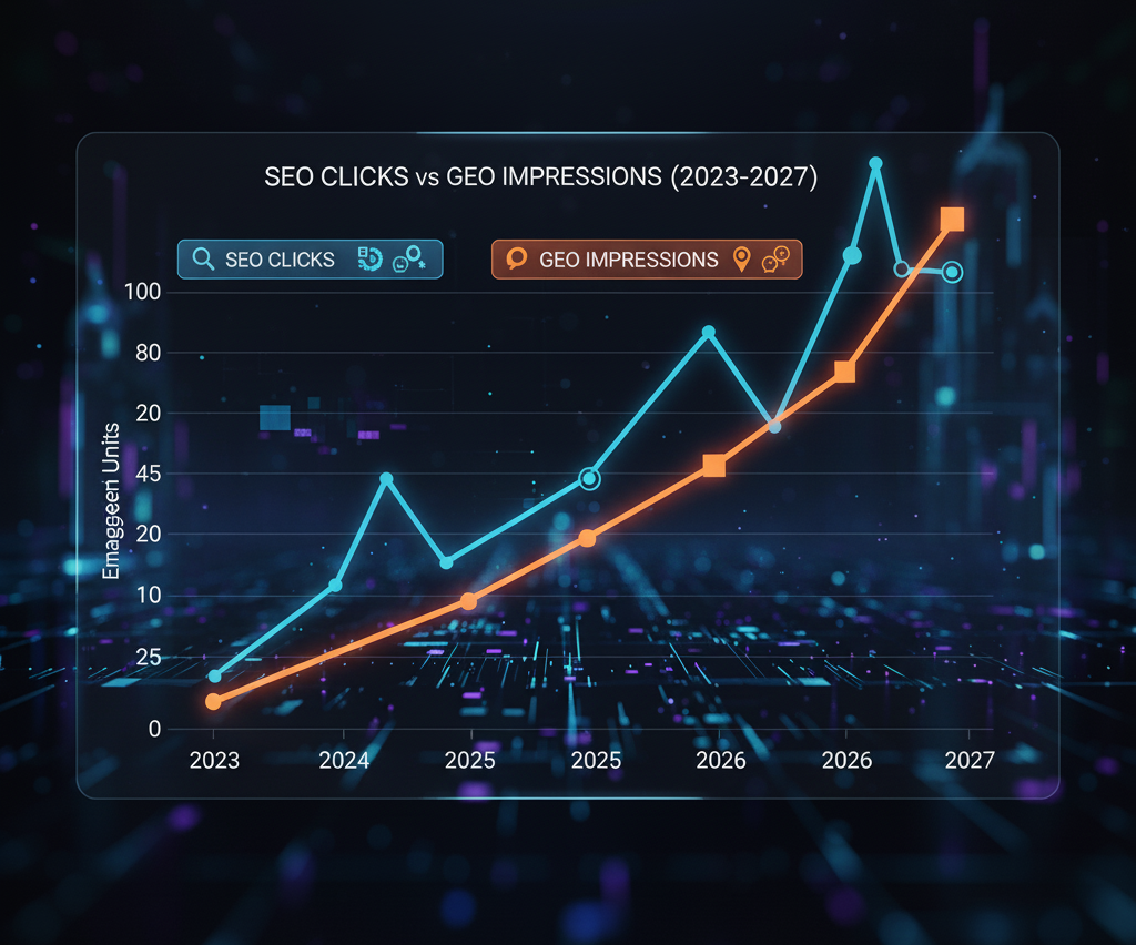 SEO traffic vs GEO impressions graph
